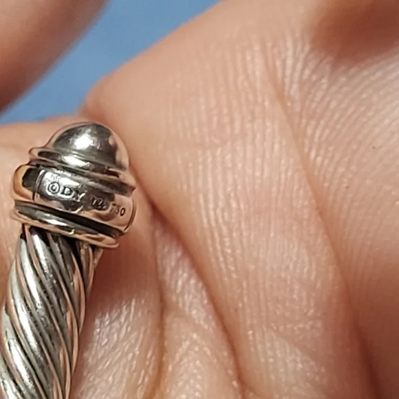 David Yurman Silver Bracelet with Gold Accents, - Picture 3 of 9